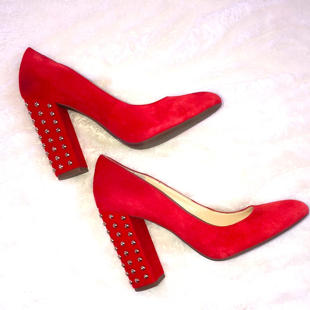 Jessica Simpson Red Suede Studded Heels